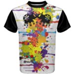 Crazy Multicolored Double Running Splashes Men s Cotton Tee