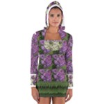 Purple and white flowers Women s Long Sleeve Hooded T-shirt
