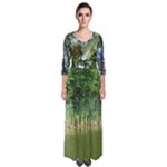 Ripples in water reflecting leaves Quarter Sleeve Maxi Dress