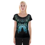 blue and green feather collier Women s Cap Sleeve Top