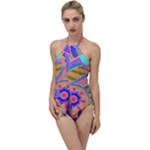 Pop Art Paisley Flowers Ornaments Multicolored 3 Go with the Flow One Piece Swimsuit