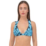 Blue Winter Tropical Floral Watercolor Double Strap Halter Bikini Top