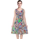Pop Art - Spirals World 1 V-Neck Midi Sleeveless Dress 