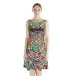 Pop Art - Spirals World 1 Sleeveless Waist Tie Chiffon Dress