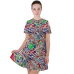 Pop Art - Spirals World 1 Short Sleeve Shoulder Cut Out Dress 