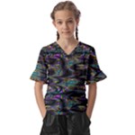 Abstract Art - Adjustable Angle Jagged 2 Kids  V-Neck Horn Sleeve Blouse