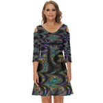 Abstract Art - Adjustable Angle Jagged 2 Shoulder Cut Out Zip Up Dress