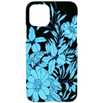 Blue Winter Tropical Floral Watercolor iPhone 11 Pro Black UV Print Case