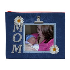 Mom Blue Xl Cosmetic Bag By Lil Front