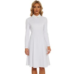 Long Sleeve Shirt Collar A-Line Dress