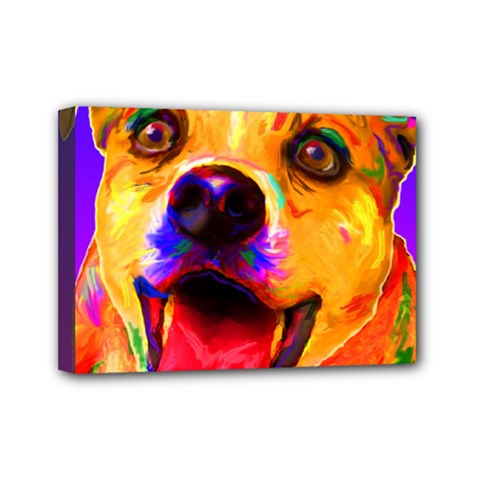 Happy Dog Mini Canvas 7  X 5  (framed) by cutepetshop