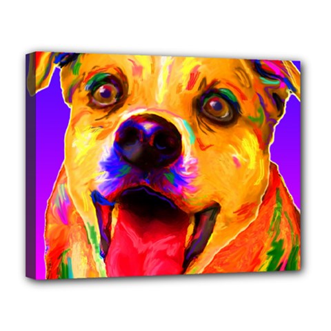 Happy Dog Canvas 14  X 11  (framed) by cutepetshop