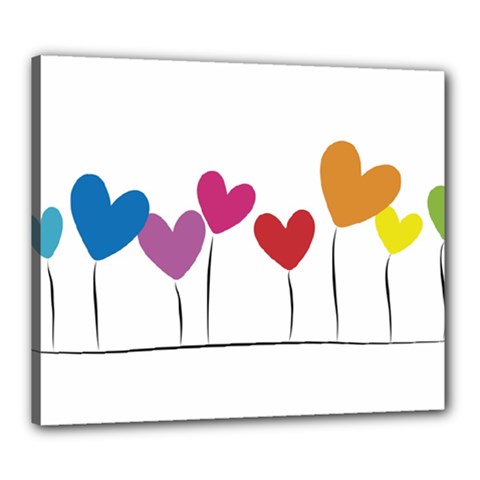 Heart Flowers Canvas 24  X 20  (framed) by magann