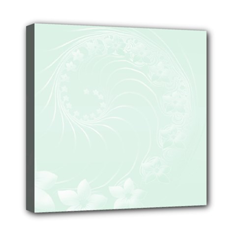 Pastel Green Abstract Flowers Mini Canvas 8  x 8  (Framed)