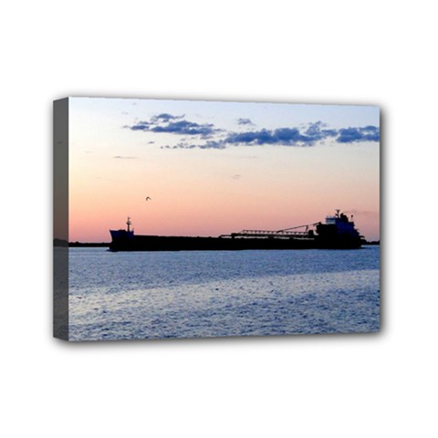 Ship Sunset Mini Canvas 7  X 5  (framed) by MaxsGiftBox