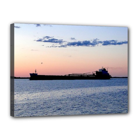 Ship Sunset Canvas 16  X 12  (framed) by MaxsGiftBox
