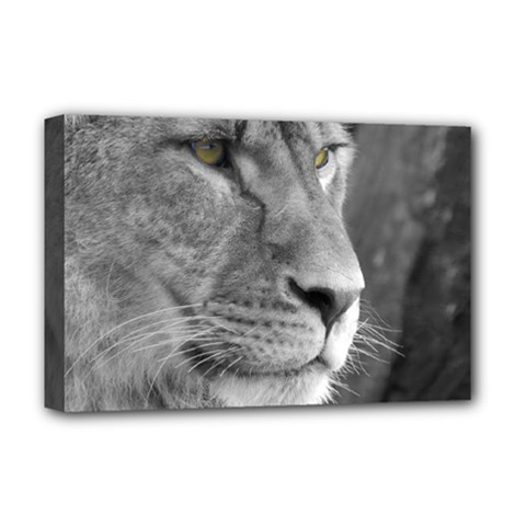 Lion 1 Deluxe Canvas 18  X 12  (framed) by smokeart