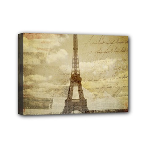 Elegant Vintage Paris Eiffel Tower Art Mini Canvas 7  X 5  (framed) by chicelegantboutique