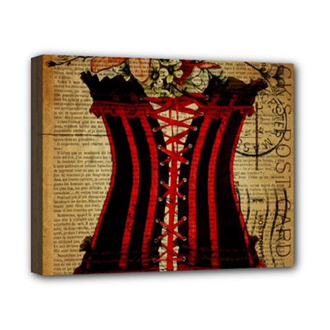 Black Red Corset Vintage Lily Floral Shabby Chic French Art Canvas 10  X 8  (framed) by chicelegantboutique