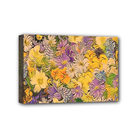 Spring Flowers Effect Mini Canvas 6  x 4  (Framed)