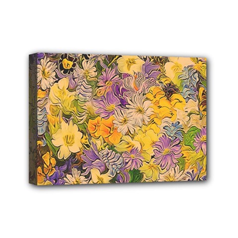 Spring Flowers Effect Mini Canvas 7  x 5  (Framed)