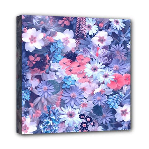 Spring Flowers Blue Mini Canvas 8  X 8  (framed) by ImpressiveMoments