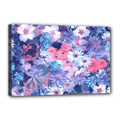 Spring Flowers Blue Canvas 18  X 12  (framed) by ImpressiveMoments