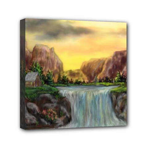 Brentons Waterfall - Ave Hurley - Artrave - Mini Canvas 6  X 6  (framed)