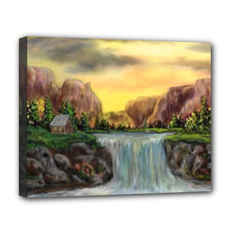 Brentons Waterfall - Ave Hurley - Artrave - Deluxe Canvas 20  X 16  (framed) by ArtRave2