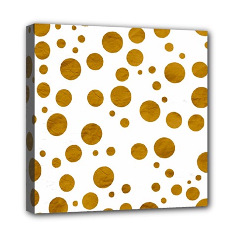 Tan Polka Dots Mini Canvas 8  X 8  (framed)