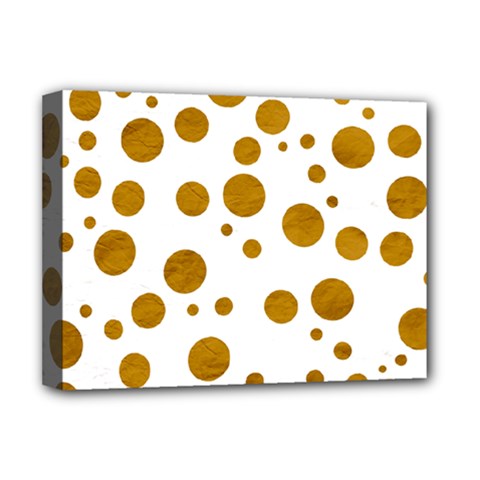 Tan Polka Dots Deluxe Canvas 16  X 12  (framed) 