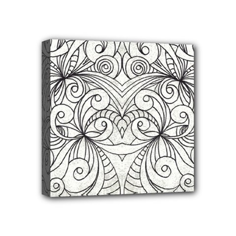 Drawing Floral Doodle 1 Mini Canvas 4  X 4  (framed) by MedusArt