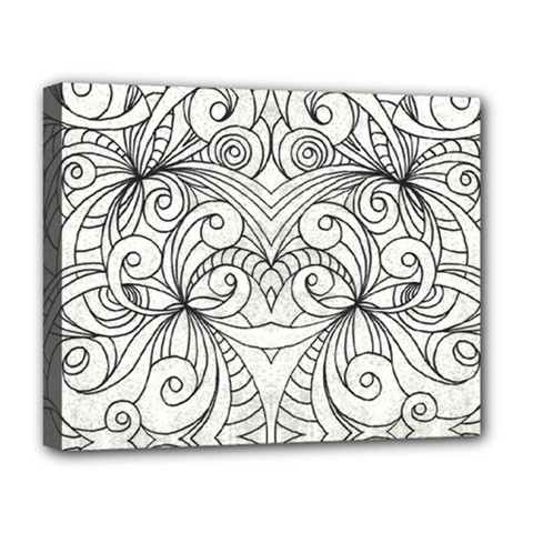 Drawing Floral Doodle 1 Deluxe Canvas 20  X 16  (framed) by MedusArt