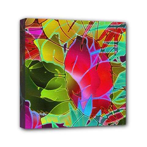 Floral Abstract 1 Mini Canvas 6  X 6  (framed) by MedusArt