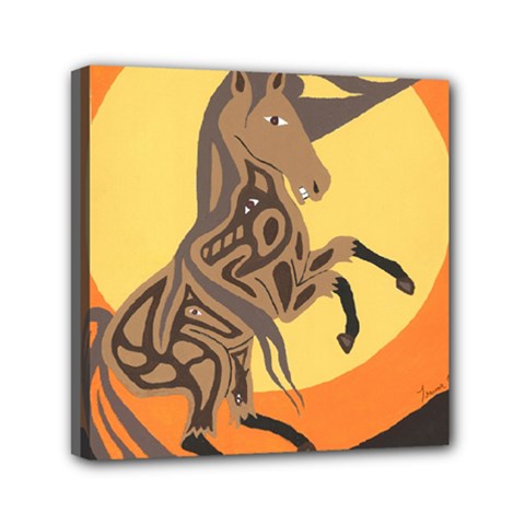 Embracing The Moon Mini Canvas 6  X 6  (framed) by twoaboriginalart