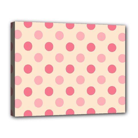 Pale Pink Polka Dots Canvas 14  X 11  (framed) by Colorfulart23