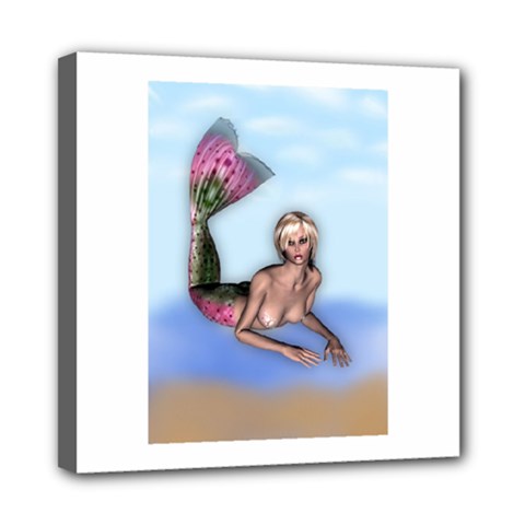 Mermaid On The Beach Mini Canvas 8  X 8  (framed) by goldenjackal