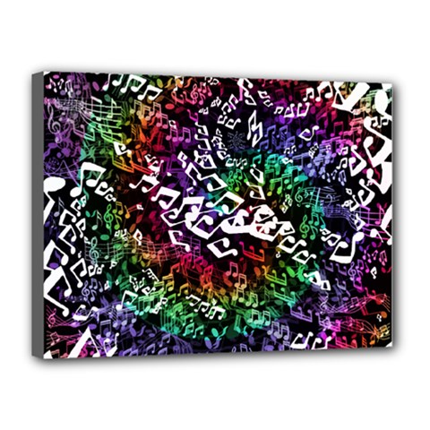 Urock Musicians Twisted Rainbow Notes  Canvas 16  X 12  (framed)