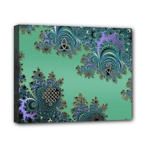 Celtic Symbolic Fractal Design In Green Canvas 10  X 8  (framed) by UROCKtheWorldDesign