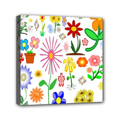 Summer Florals Mini Canvas 6  X 6  (framed) by StuffOrSomething