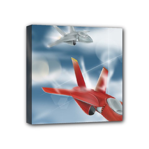 America Jet Fighter Air Force Mini Canvas 4  X 4  (framed) by NickGreenaway