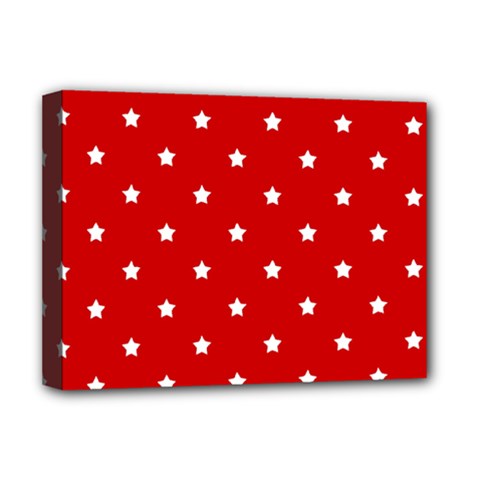 White Stars On Red Deluxe Canvas 16  X 12  (framed)  by StuffOrSomething