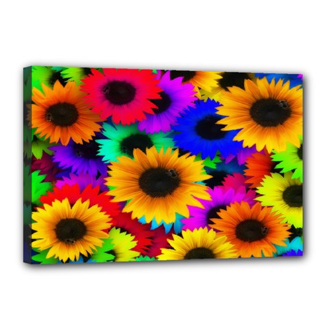 Colorful Sunflowers Canvas 18  X 12  (framed) by StuffOrSomething