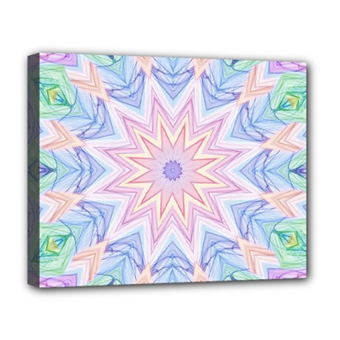 Soft Rainbow Star Mandala Deluxe Canvas 20  X 16  (framed) by Zandiepants