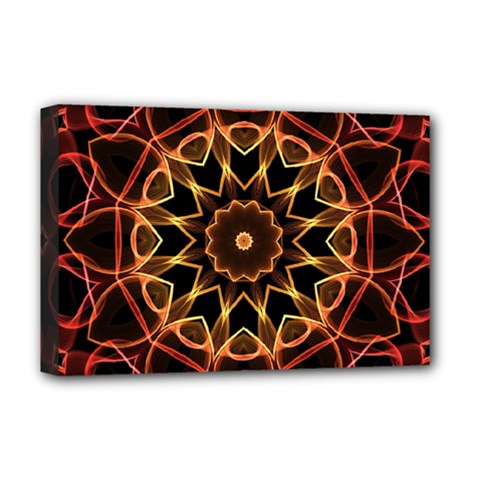 Yellow And Red Mandala Deluxe Canvas 18  X 12  (framed) by Zandiepants