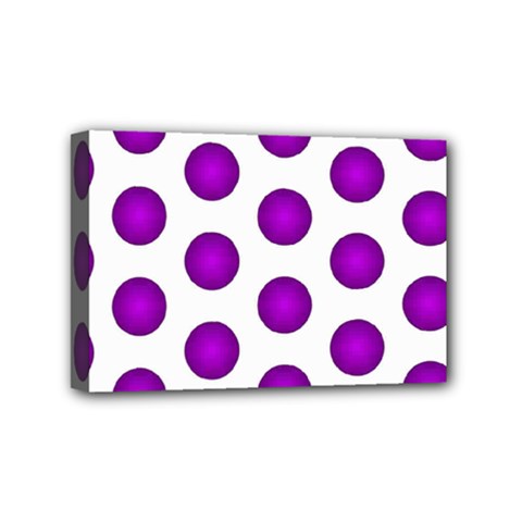 Purple And White Polka Dots Mini Canvas 6  X 4  (framed) by Colorfulart23