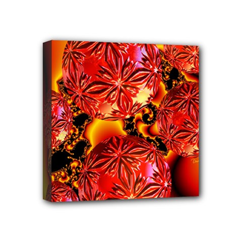  Flame Delights, Abstract Red Orange Mini Canvas 4  X 4  (framed) by DianeClancy