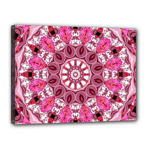 Twirling Pink, Abstract Candy Lace Jewels Mandala  Canvas 16  X 12  (framed) by DianeClancy