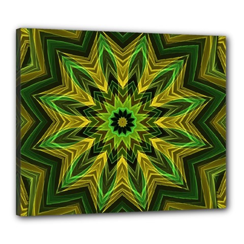 Woven Jungle Leaves Mandala Canvas 24  X 20  (framed) by Zandiepants