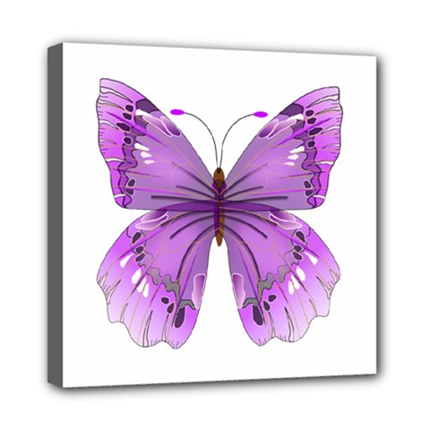 Purple Awareness Butterfly Mini Canvas 8  X 8  (framed) by FunWithFibro